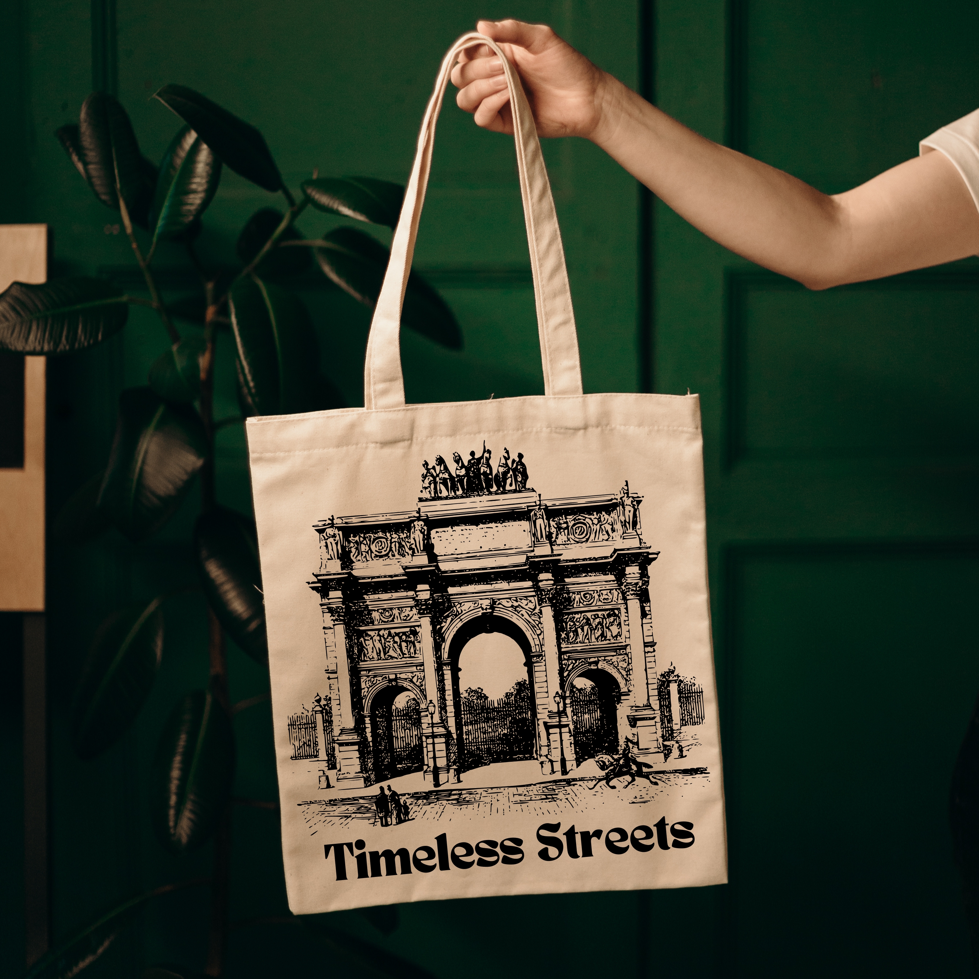 PAWNA Timeless street with Black printed Tote bag