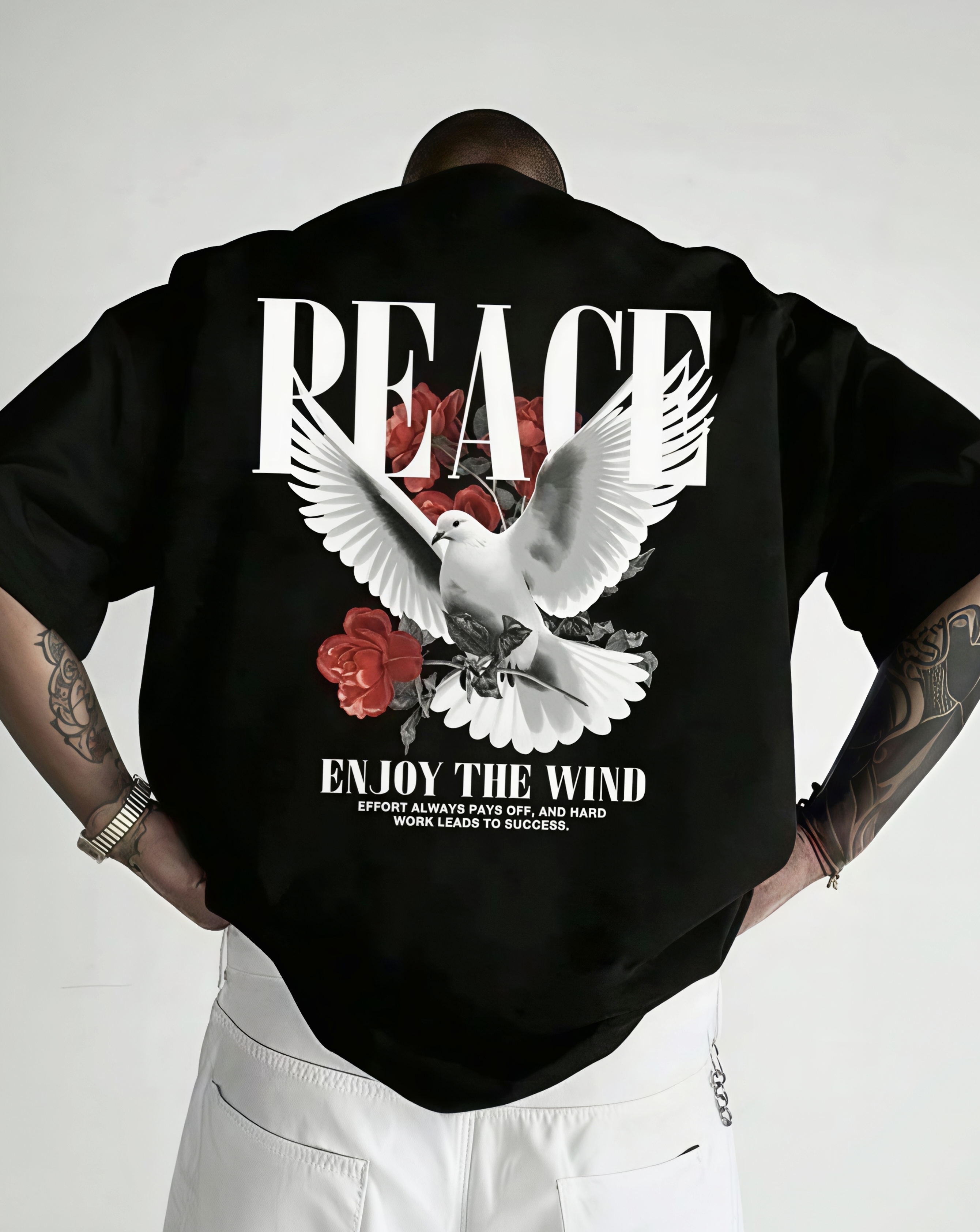 PEACE T-shirt, Pawna- regular Men's Super fabric Cotton Rich Striped Round Neck T-shirt with comfort